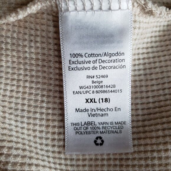 Wonder Nation Unisex Beige Stay Cozy Log Cabin Long Sleeve Waffle Knit Tee XXL - Picture 10 of 10